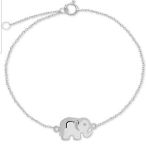 Sterling Silver 925 Elephant Link Anklet Bracelet 9.5 Inch New